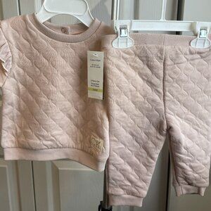 Calvin Klein Baby Quilted Set – 3-6 Months – Blush/Nude – NWT